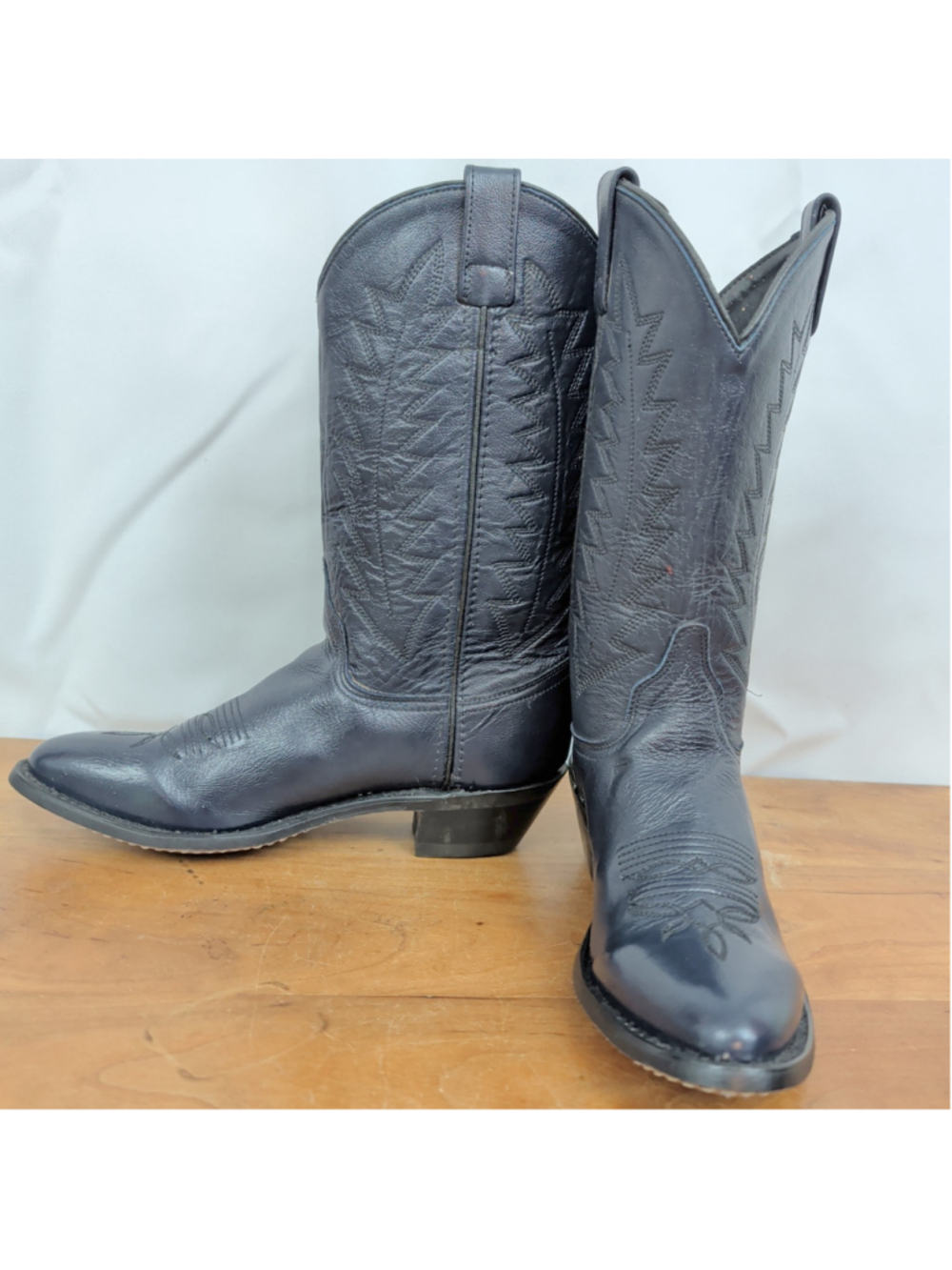 Ladies' Navy Blue Leather Western Boots Size 8